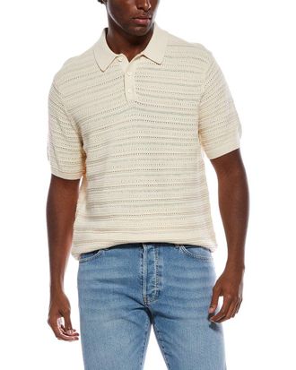 Slate & Stone Mixed Weave Stripe Polo Sweater