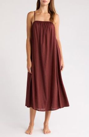 Nordstrom Vacation Linen Blend Nightgown in Brown Raisin at Nordstrom Rack, Size Large