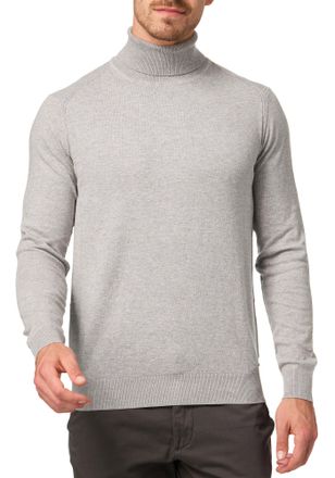 Indicode Rollkragenpullover INDICODE INBurns, Herren, Gr. S, grau (lt grau mel), Strick, Obermaterial: 80% Baumwolle, 20% Polyester, meliert, unifarben, regula