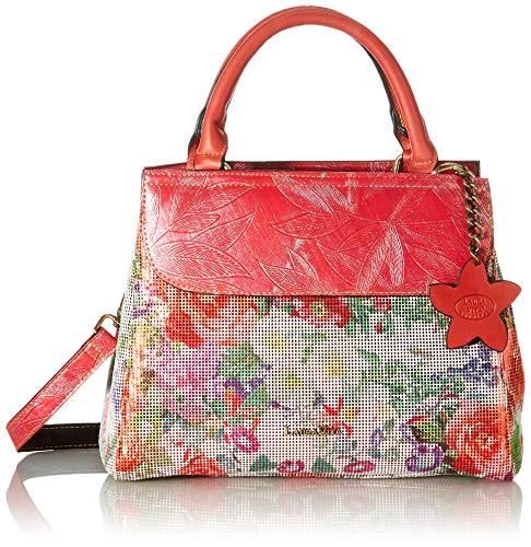 Sac à Main LAURA VITA Astry - Bandoulière Réglable - Multiple Poches - Design Fleuri - Couleurs Vives (Rouge, Rose, Jaune...)