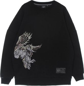 Dolly Noire Gouden Uil Lichtgewicht Crewneck Sweatshirt - Heren - Sweatshirts - Zwart - L - Katoen - Hoodies & sweatvesten
