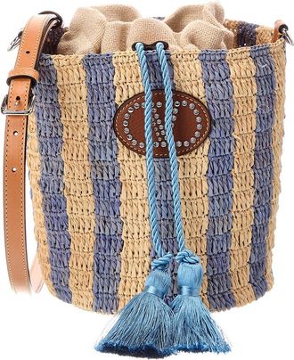 Valentino Vlogo Signature Small Raffia Bucket Bag