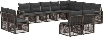 vidaXL Conjunto De Sof&aacute;s De Jard&iacute;n 12 Uds. Gris Rat&aacute;n Sint&eacute;tico Vidaxl