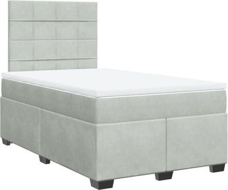 vidaXL Vidaxl - Cama Box Spring Con Colch&oacute;n Terciopelo Gris Claro 120x200 Cm
