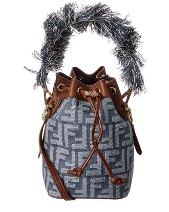 Fendi Fendi Mon Tresor Mini Ff Denim & Leather Bucket Bag
