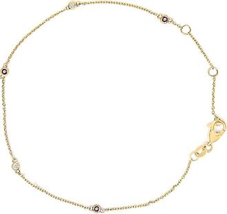 House of Brilliance 14K Yellow Gold Red Ruby and White Diamond Bezel Station Chain Bracelet at Nordstrom