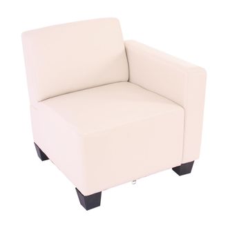 Hhg Panel Lateral Modular Derecho, Sill&oacute;n Con Reposabrazos Lyon, Polipiel, Crema