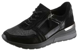 Waldl&auml;ufer Keilsneaker WALDL&Auml;UFER H-CLARA-SOFT, Damen, Gr. 6 (39), schwarz, Lackleder, Textil, Veloursleder, Schuhe Keilsneaker, mit komfortabler Orthotritt-Auss