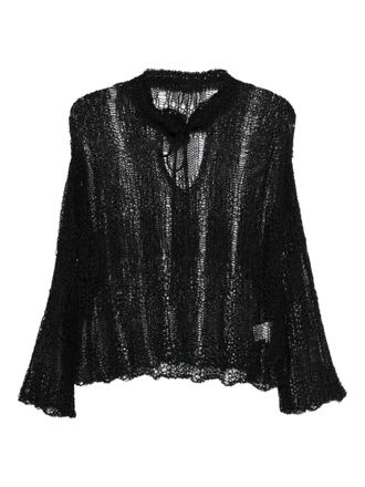 Yohji Yamamoto tie knitwear - women - Paper/Polyester - 2 - Black