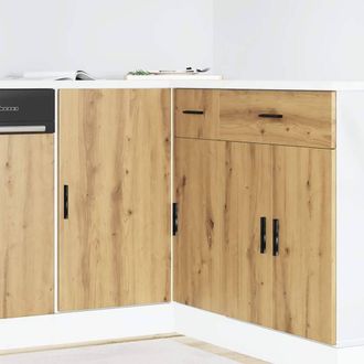 Berkfield Home Sink Base Cabinet Artisan Oak Engineered Wood in Brown
