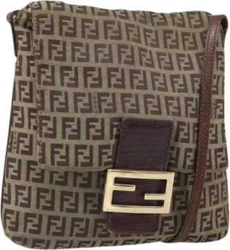 Fendi Pre-owned Cross Body Bags, female, Brown, Size: ONE SIZE Pre-owned Vintage Zucchino Canvas Shoulder Bag