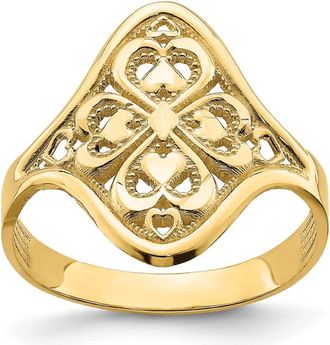 Diamond2Deal 14k Yellow Gold Diamond-cut Filigree Ring