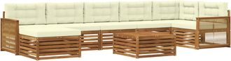 vidaXL Conjunto De Sof&aacute;s De Exterior 8 Uds. Natural Y Crema Vidaxl