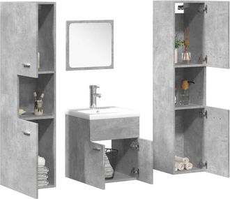 vidaXL Set Muebles De Ba&ntilde;o 5 Piezas Madera Ingenier&iacute;a Gris Hormig&oacute;n Vidaxl