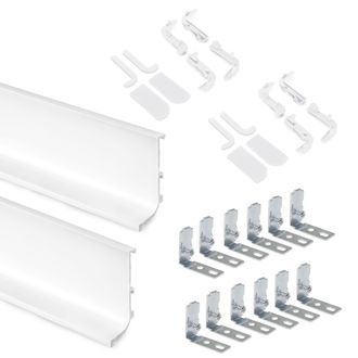 Emuca Kit Profilo Gola Superiore Per Mobili Da Cucina, Verniciato Bianco, Alluminio 8160012 Emuca
