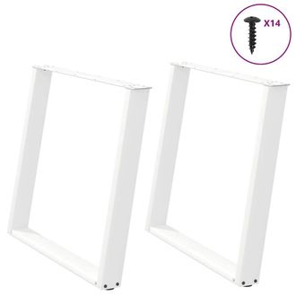 Berkfield Home vidXL Dining Table Legs U-Shaped 2 pcs White 90x(72-73) cm Steel