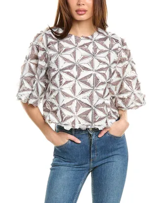 Gracia Sequin Pinwheel Motif Top