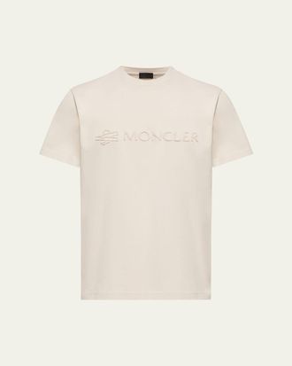 Moncler Mens Terry-Effect Logo Cotton Jersey Crewneck T-Shirt