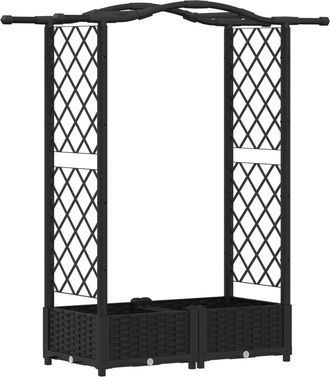vidaXL Cama Elevada Con Trellis Y Techo Negro 124 X 40 X 123 Cm Pp Vidaxl
