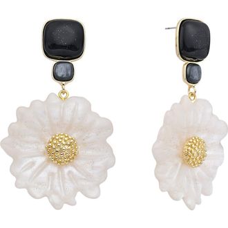 Eye Candy Los Angeles Vivienne Flower Statement Drop Earrings in White at Nordstrom Rack
