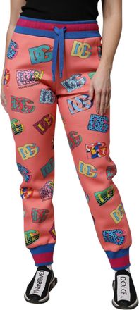 Dolce & Gabbana Womens Pink Logo Monogram Jogger Sweatpants Pants Polyester