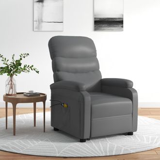 vidaXL Sill&oacute;n Elevable De Cuero Sint&eacute;tico Gris Antracita Vidaxl