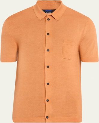 Kiton Mens Luxe Knit Button-Down Shirt