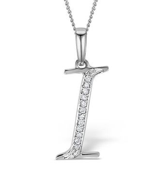 The Diamond Store 925 Silver Lab Diamond Initial I Necklace 0.05ct