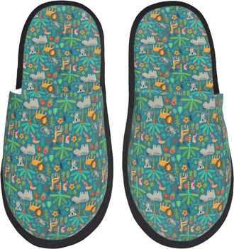 Generic Woods Animals Men Women House Slippers Warm House Shoes Non-Slip Sliders For Winter Outdoor Bedroom L