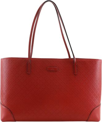 Gucci Red Color Leather Tote Bag (Pre-Owned)