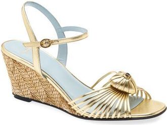 Valentino Garavani Espadrille Wedge Sandal in Antique Brass at Nordstrom, Size 40.5