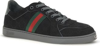 Gucci Mens Stretch Gg Fabric Sneakers Black-Mel.plat-Vrv Upper: Fabric; Sole: Rubber Black/mel.plat/vrv