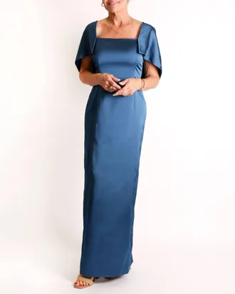 Camilyn Beth The Flora Gown In Teal Satin