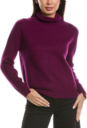 Fort&eacute; Cashmere Fashioned Rib Funnel Neck 100% Cashmere Sweater