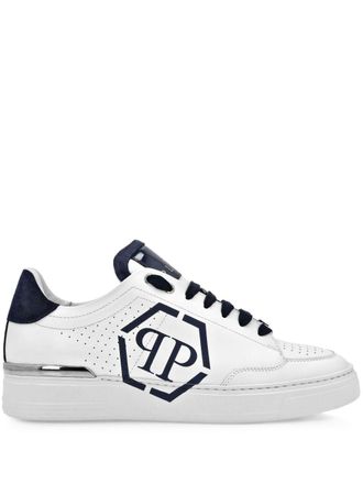 Philipp Plein Hexagon leather sneakers - White
