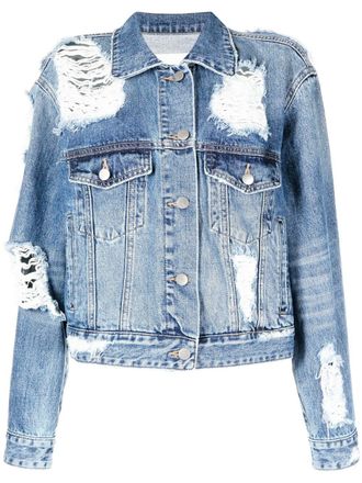 GOEN.J distressed denim jacket - Blue