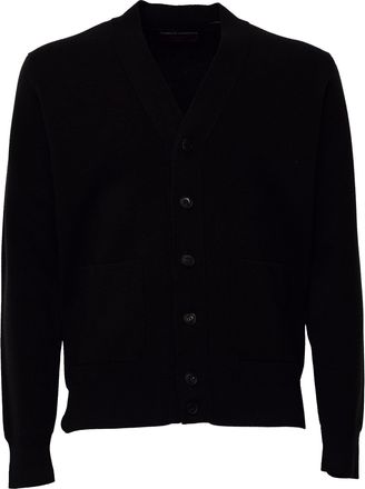 FILIPPO DE LAURENTIIS Black V-Neck Fine Merino Wool Cardigan