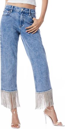 Alice & Olivia Crystal Hem Jean In Blue