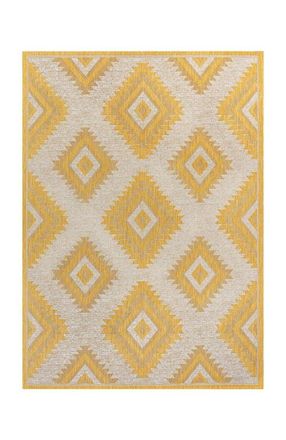 Jonathan Y Designs Lior Geometric Moroccan Diamond Indoor/Outdoor Area Rug in Yellow/cream at Nordstrom, Size 3Ft 0In X 5Ft 0In