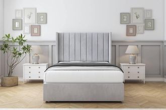 Comfort Beds Palermo Naples Divan Set No Drawers-54 Wingback in Silver | Size: Single