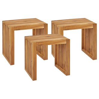 Beliani Beliani - Conjunto De 3 Taburetes Modernos R&uacute;stico Sillas Jard&iacute;n De Madera De Acacia Clara Bellano