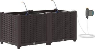 vidaXL Jardineras Marr&oacute;n 80 X 40 X 37.5 Cm Acero Vidaxl