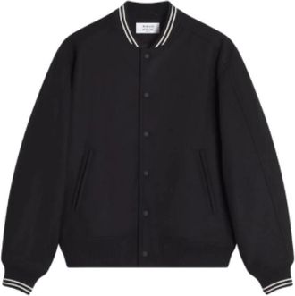Maison Kitsun&eacute; Jassen, Heren, Zwart, M, Wol, Blouson varsity
