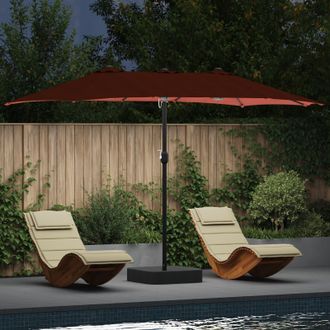 Berkfield Home Garden Parasol Folding Terracotta 385 x 209 x 244 cm Fabric