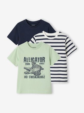 Vertbaudet Lot 3 T-shirt manches courtes vert amande