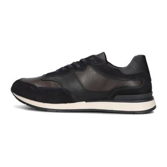 Clay Schoenen, Heren, Zwart, 41 EU, Su&egrave;de, Bruin Leren Sneakers met Blauw Su&egrave;de
