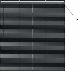 vidaXL Window Blind with Curtains Manual Black Aluminium Vidaxl