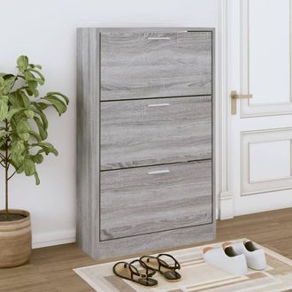 vidaXL Mueble Zapatero Madera Contrachapada Gris Sonoma 63x24x103 Cm Vidaxl