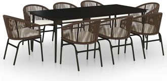 vidaXL Juego De Comedor De Jard&iacute;n 9 Piezas Marr&oacute;n Vidaxl