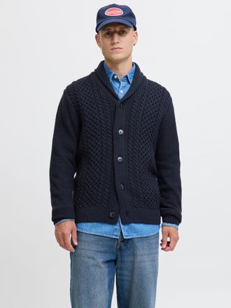Jack & Jones Strickpullover JACK & JONES JJPAUL KNIT SHAWL CARDIGAN, Herren, Gr. XL, sky captain, Strick, Obermaterial: 82% Polyacryl, 18% Baumwolle, unifarben, re